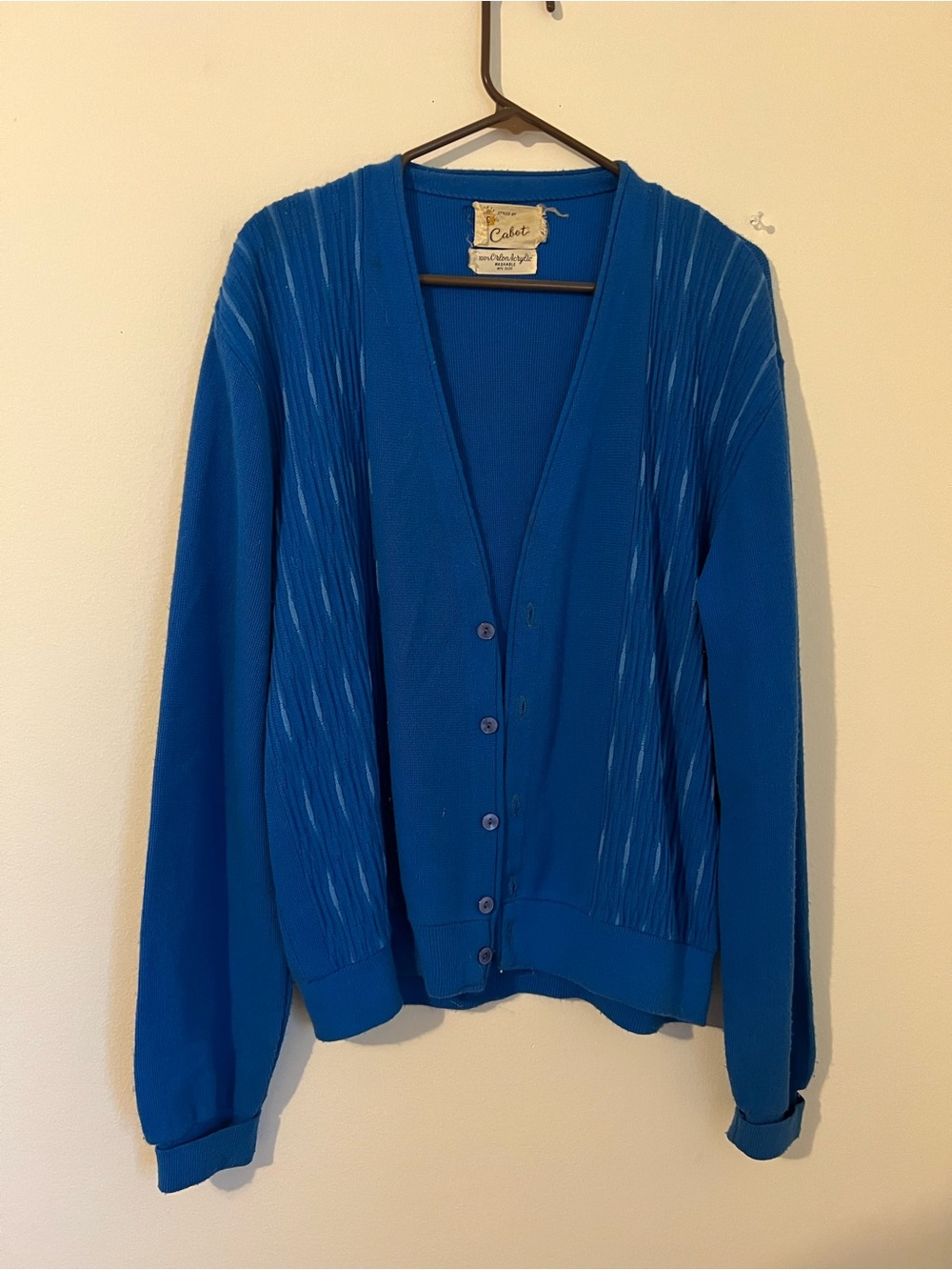 Men’s Vintage Blue V-Neck Button Cardigan Sweater